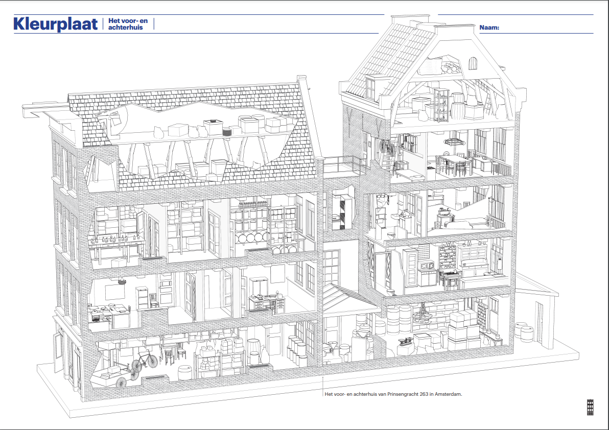 Kleurplaat Voor- en achterhuis - Anne Frank Stichting